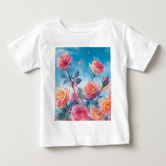 Dreamy Vibrant Roses Baby T-Shirt (Front)