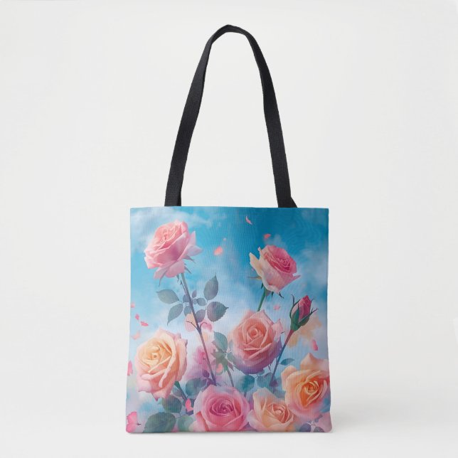 Dreamy Vibrant Roses Tote Bag (Front)