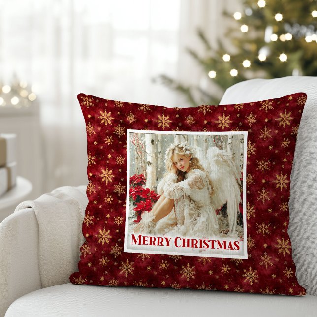 Dreamy Victorian Angel Red and Gold Holiday Pillow (Dreamy Victorian Angel Red and Gold Holiday Pillow)