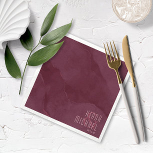 Dreamy Watercolor Abstract Wedding Burgundy ID817 Napkin
