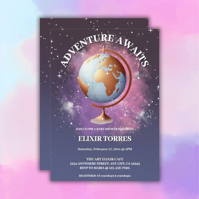 Dreamy Watercolor Adventure Awaits Baby Shower Invitation (Creator Uploaded)