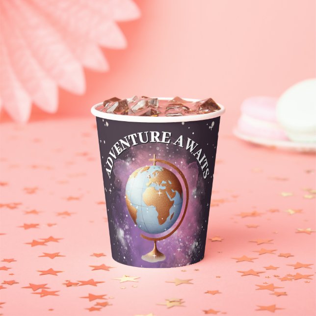 Dreamy Watercolor Adventure Awaits Baby Shower Paper Cups (Insitu)