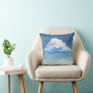 Dreamy watercolor cloud9 throw pillow