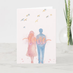 Dreamy Watercolor Couple Love Card - Romantic Vale
