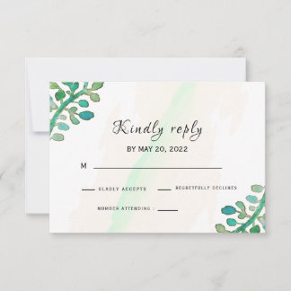 Dreamy Watercolor Elegant Greenery Wedding RSVP Card