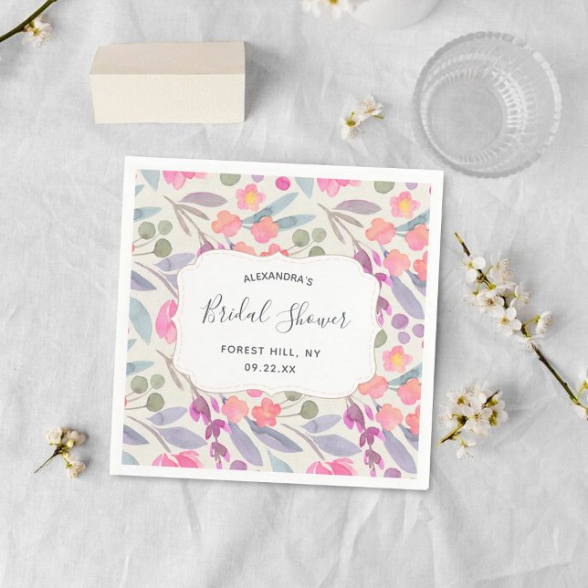 Dreamy Watercolor Floral | Bridal Shower Napkin (Creator Uploaded)