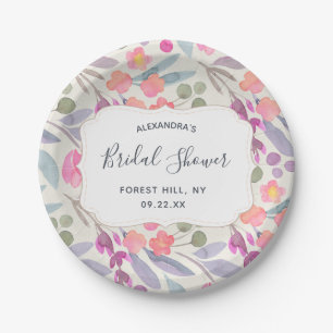 Dreamy Watercolor Floral   Bridal Shower Paper Plate
