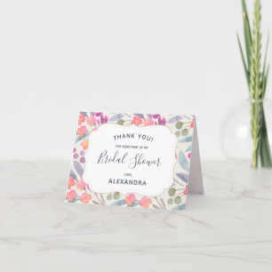 Dreamy Watercolor Floral Bridal Shower Thank You Card