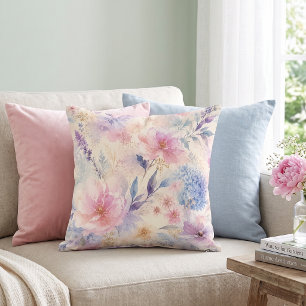 Dreamy Watercolor Floral Cushion