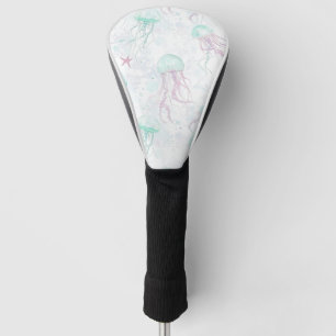 Dreamy Watercolor Jellyfish Ocean Pattern Golf Head Cover