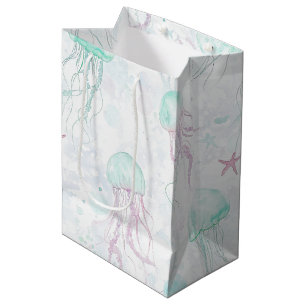 Dreamy Watercolor Jellyfish Ocean Pattern Medium Gift Bag