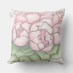 Dreamy Watercolor Peony Wreath Artistic Accent Cushion