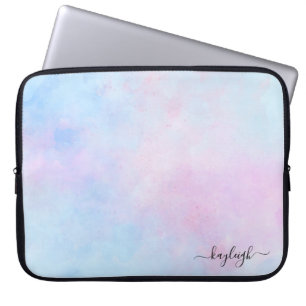 Dreamy Watercolor Pink Blue Turquoise Laptop Sleeve
