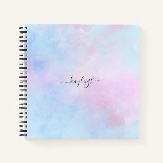 Dreamy Watercolor Pink Blue Turquoise Notebook (Front)