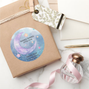 Dreamy Watercolor Twinkle Little Star Baby Shower Classic Round Sticker