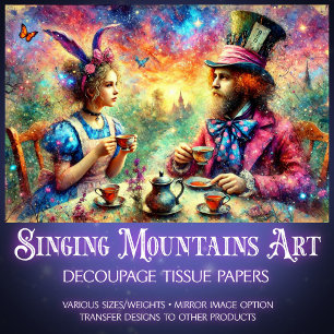 Dreamy Watercolor Wonderland Tea Scene Decoupage Tissue Paper