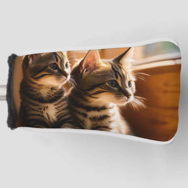 Dreamy Watercolour Golf Cover with Whimsical Cats  (Front)