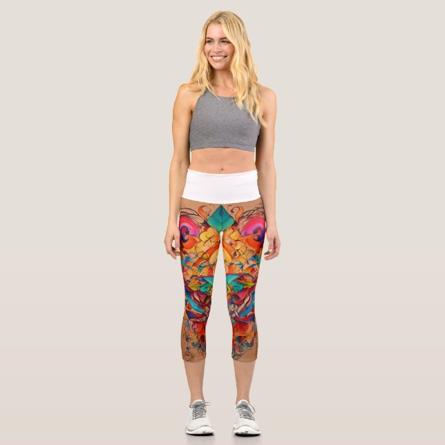 Dreamy Watercolour Leggings – Whimsical Design on  (Front)