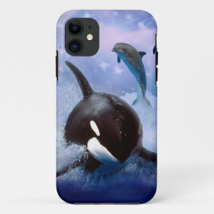 Dreamy whale and dolphins iPhone 11 case