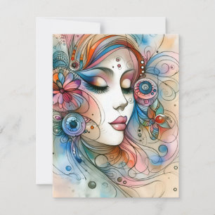 Dreamy Whimsical Woman Scrapbook Response Card