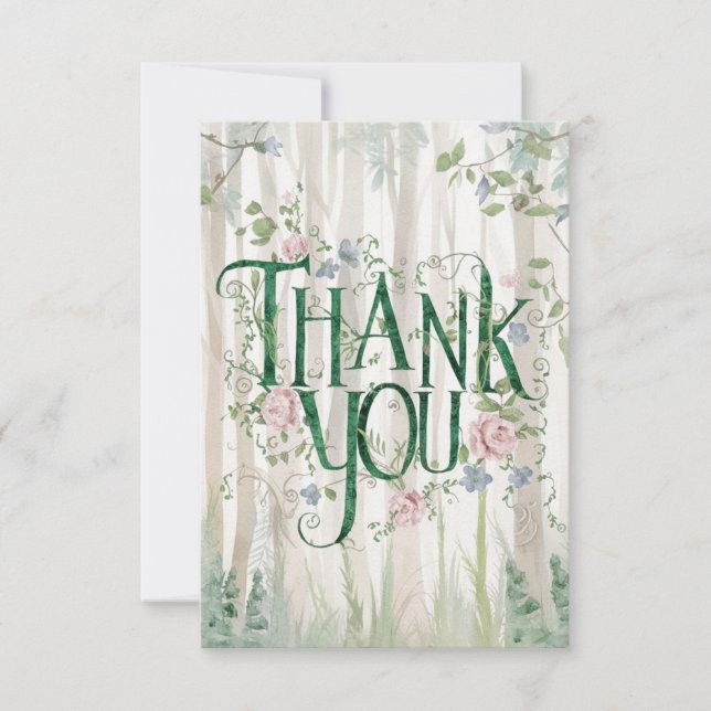 Dreamy Whimsical Woods Woodland  Thank You Card (Front)