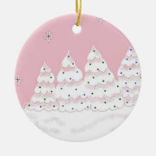 Dreamy White Christmas Trees Ceramic Tree Decoration