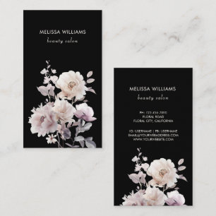 Dreamy White Rose Black Background Business Card