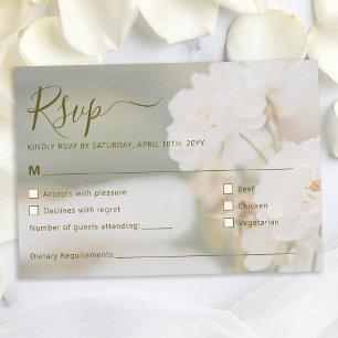 Dreamy White Roses Background Photo Wedding RSVP Card