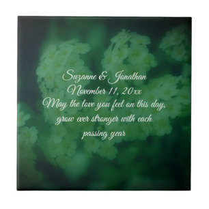 Dreamy Wild Roses Floral Personalised Wedding  Ceramic Tile