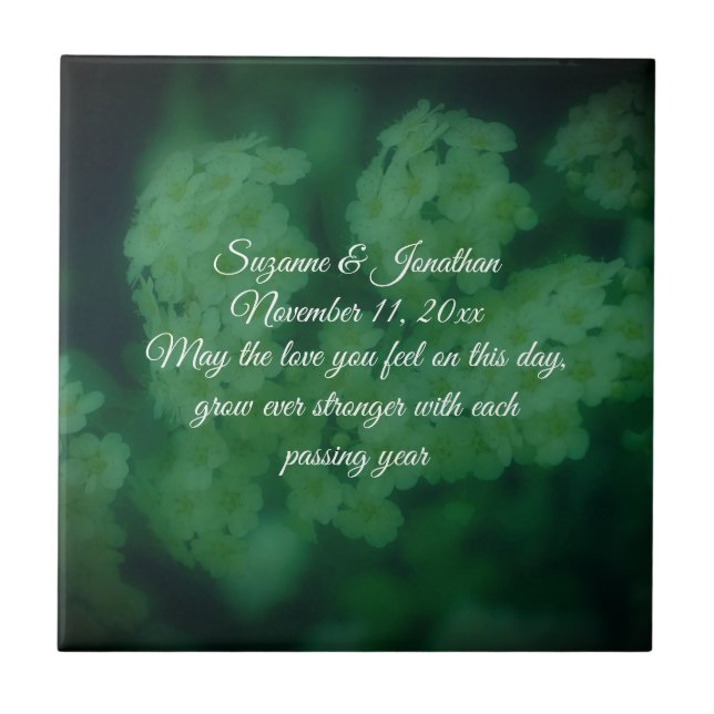 Dreamy Wild Roses Floral Personalised Wedding  Ceramic Tile (Front)