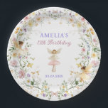 Dreamy Wildflower Fairy Garden Birthday Party Paper Plate<br><div class="desc">This elegant design features magical fairies and soft pastel watercolor wildflowers mixed with lush greenery foliage. Personalise the stickers with your details. If you want to further re-arrange the style and placement of the text,  please press the "Click to customise further" button.</div>