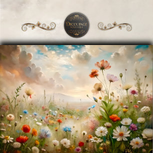 Dreamy Wildflower Meadow Landscape Decoupage Tissue Paper