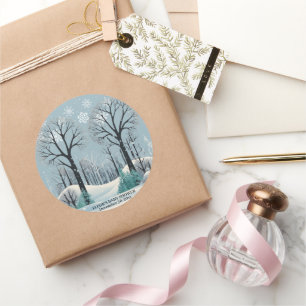 Dreamy Winter Forest Snowflakes Baby Shower Classic Round Sticker
