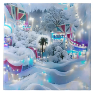 Dreamy Winter Wonderland Lights Ceramic Tile