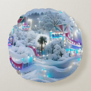 Dreamy Winter Wonderland Lights Round Cushion