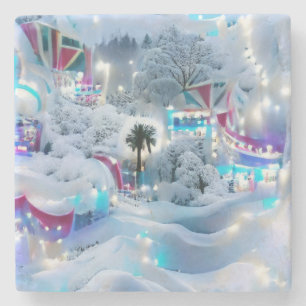 Dreamy Winter Wonderland Lights Stone Coaster