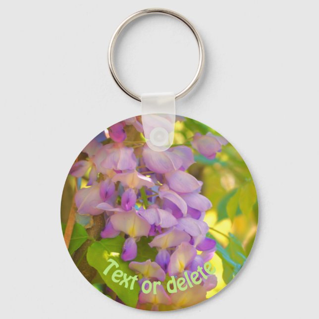 Dreamy Wisteria Flower Personalised Key Ring (Front)