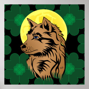 dreamy wolf puppy poster