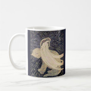 dreamy woman and cat coffee mug