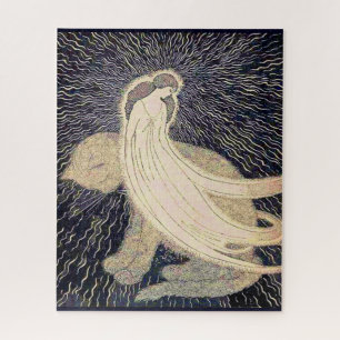 dreamy woman and cat jigsaw puzzle