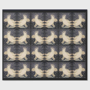 dreamy woman and cat print wrapping paper