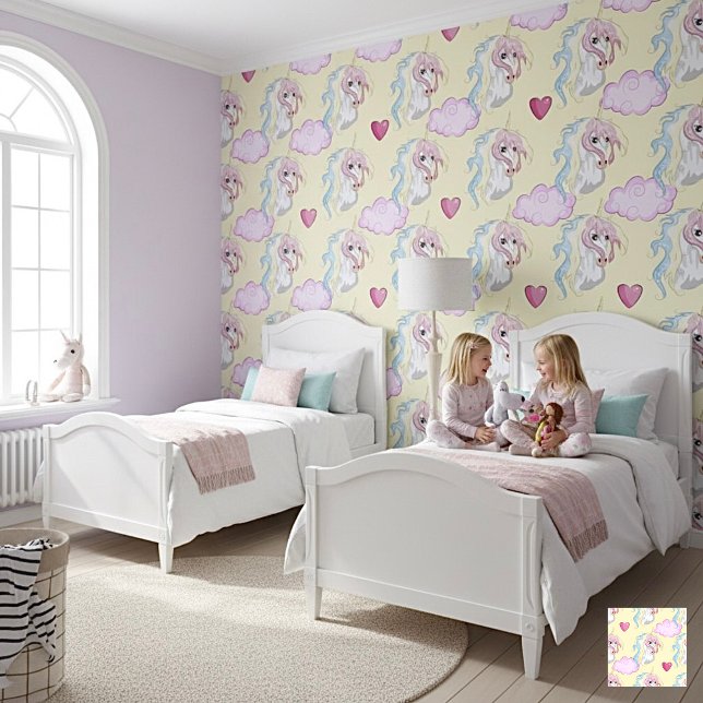 Dreamy Yellow Pastel Unicorn Nursery Decor Wallpaper (Creator Uploaded)