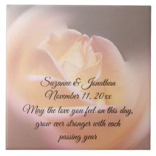 Dreamy Yellow Rose Flower Personalised Wedding Ceramic Tile