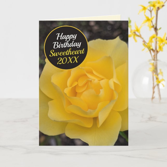 Dreamy Yellow Rose Happy Birthday Card (Yellow Flower)