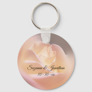 Dreamy Yellow Rose Personalised Wedding  Key Ring