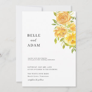 Dreamy Yellow Rose Wedding  Invitation
