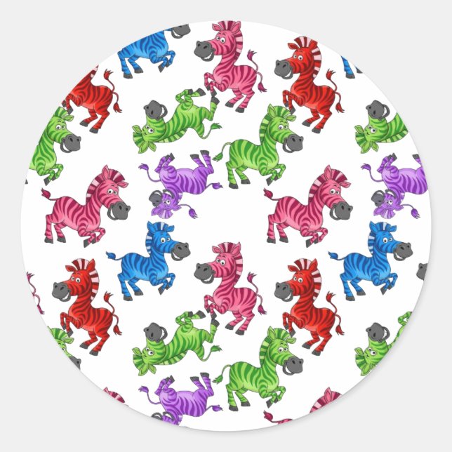 Dreamy Zebra World Classic Round Sticker (Front)