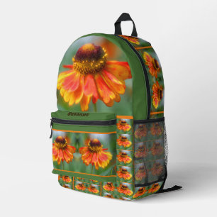 Dreamy Zinnia Flower Mirror Personalised Printed Backpack