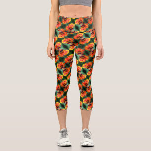 Dreamy Zinnia Flower Pattern    Capri Leggings
