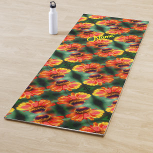 Dreamy Zinnia Flower Pattern Personalised  Yoga Mat